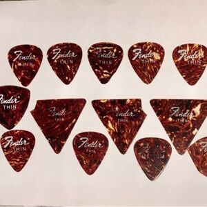 13 Vintage Fender 1960’s 1970’s Tort Celluloid Guitar  Picks - Some Used